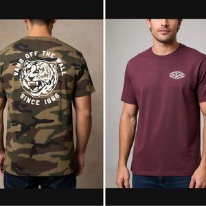 Bundle Of 2 VANS Mens Short Sleeve T Shirt Skater Camo Tiger Size M